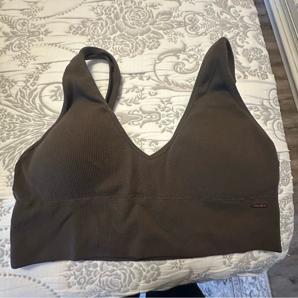 Danskin lounge bra- XL olive green